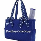 DALLAS COWBOYS Embroidered Diaper Bag Blue White Changing Pad Quilted Baby NWT