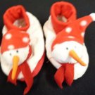 BABY GIRL BOY UNISEX SNOWMAN SLIPPERS WHITE RED INFANT LARGE CHRISTMAS HOLIDAY W