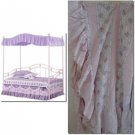 CANOPY BED COVER TOPPER Twin Princess Lilac White Floral Ruffles Shabby Chic
