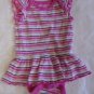BABY GIRL DRESS Attached Panties One Piece Pink Stripes 0-3 Months Sleeveless