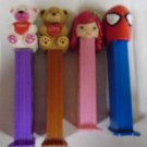 PEZ CANDY DISPENSERS Spiderman Strawberry Shortcake Valentine Bears Lot of 4