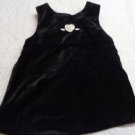 BABY GIRL WINTER DRESS JUMPER BLACK FAUX VELVET 9 MONTHS HOLIDAY CROCHET HEART