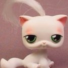 LITTLEST PET SHOP WHITE CAT TURQUOISE EYES 148 REAL HAIR TUFT GOOD CONDITION
