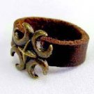 Handcrafted Leather & Brass Ring - TRIBAL BEAT - Size 7.5 / 8