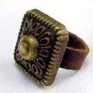 Handcrafted Leather & Brass Ring - Le Carre - Size 7