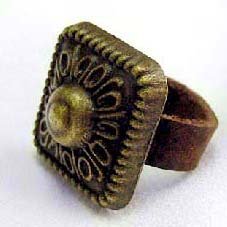 Handcrafted Leather & Brass Ring - Le Carre - Size 7