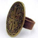 Handcrafted Leather & Brass Ring - INSPIRATION - Size 6