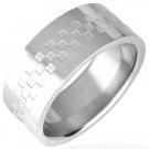 CHECKERED Stainless Steel Ring - Size 9