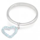 Topaz Sterling Silver Heart Charm Ring - size 5