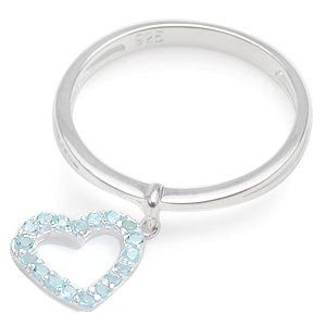 Topaz Sterling Silver Heart Charm Ring - size 5