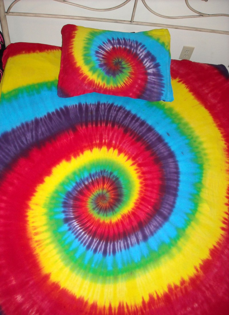 Tie Dye Hippie Twin XL XLT College Dorm Bed Sheets 3PC Unique Hand Dyed