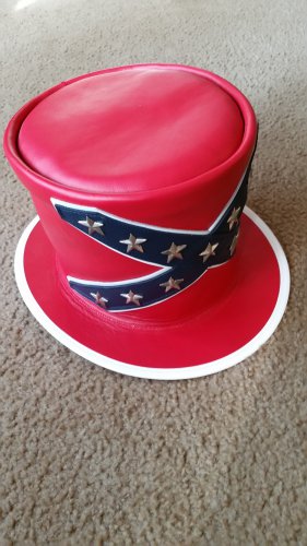 Confederate Flag Custom Made Leather Hat - Skynyrd style.