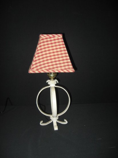 51 Redesigned Round Strip Iron Table Lamp With Red And White Checked