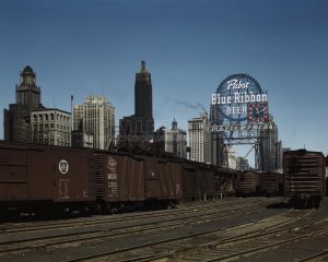 Chicago Train Yard Pabst Pbr Beer Vintage Old Photo Historic - 