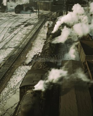 Chicago Station Train Yard Railroad Vintage Photo Locomotive - 