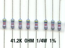 50pcs- 41.2K Ohm Resistors 1/4W 1% Metal Film (41.2 K)