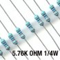 40pcs- 5.76K Ohm Resistors 1/4W 1% Metal Film (5.76 k)