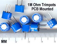 10pcs- 1M Ohm trimpot -PCB Mount Horizontal Adj. (1 M)