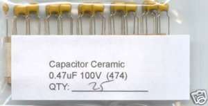 25 - 0.47uF 100V Ceramic Capacitors 0.47 mf uf (470nf)