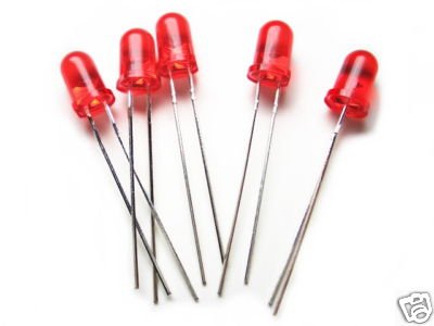 50pcs - Red Leds 5mm (Light Emitting Diode). Bargain!