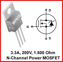 15pcs - IRF610 N-Channel MOSFET 200V 3.3A (IRF 610)