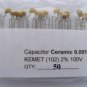 50- 0.001uF 2% Ceramic Capacitors (1nF 1000pF) - KEMET
