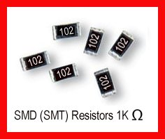 50pcs - 1K Ohm SMD Resistor 0603 1/10W 5%(1000 1 K SMT)