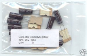 10pcs - 330uF Electrolytic Capacitor 25V 330 MF 330mf