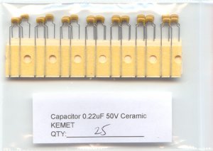 25- 0.22uF Ceramic Capacitors(0.22mf 0.22 uf mf) KEMET