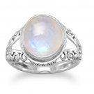Rainbow Moonstone Ring Sterling Silver Band Fine Jewelry - Available in WHOLE SIZES 5 - 10