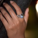 2 Band Sterling Silver Glass Ring Set - Whole Sizes 6, 7, 8 and 9