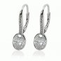 Sterling Silver Dazzling Cubic Zironia OVAL Ellipse Lever Back Earrings
