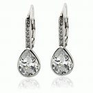 Sterling Silver Dazzling Cubic Zironia TEAR DROP Lever Back Earrings