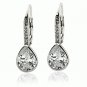 Sterling Silver Dazzling Cubic Zironia TEAR DROP Lever Back Earrings