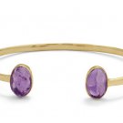SALE!!! - 14KT Gold Plated Adjustable Amethyst Split Bangle