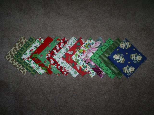 26- 4" Assortment of Holiday Cotton Quilting Squares