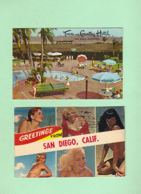 San Diego, California, Two Vintage Postcards, Very Good Condition