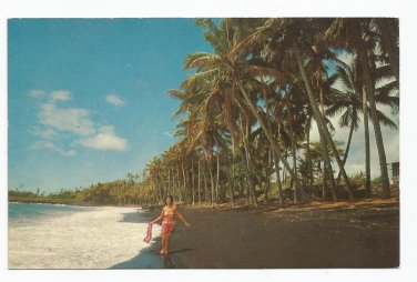 Vintage Postcard, Black Sand Beach.  Very Good Condition