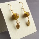 Golden Leaves - Handmade Lampwork Earrings (GD17)