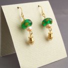 Emerald Gold - Handmade Lampwork Earrings (IL22)