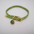 Green leather - 18k gold-plated dog collar (DF3)