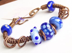 Denim Blue - Handmade Lampwork Bracelet (DL47)