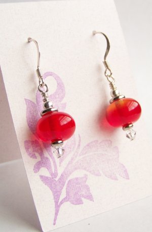 Crimson Tide II - Handmade Lampwork Earrings (TG157)