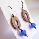 SOLD Frosty Copper Blue - Handmade Lampwork Earrings (NY52)