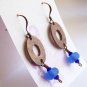SOLD Frosty Copper Blue - Handmade Lampwork Earrings (NY52)