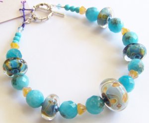 Into The Blue - Handmade Lampwork Bracelet (CR13)