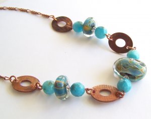 Calm Waters - Handmade Lampwork Necklace (BJ94)