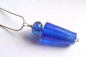 Blue Silver Volcano - Handmade Lampwork Necklace (BS842)