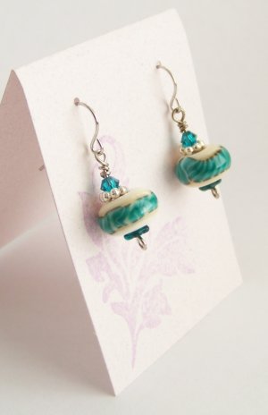 SOLD Emerald Inspiration - Handmade Lampwork Earrings (PB7116)