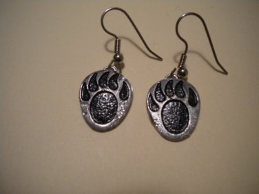hand cast silver bear claw earrings